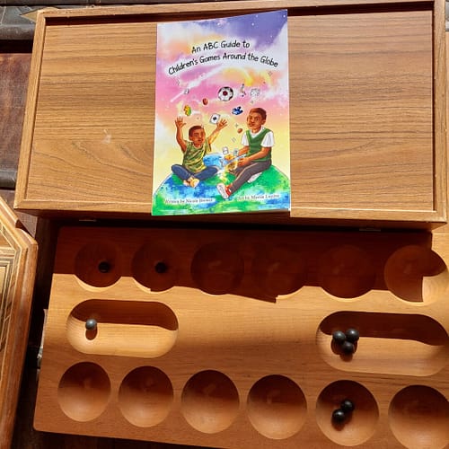 A game from my children's book An ABC Guide to Children's Games Around the Globe at the AlUla Habitas Caravans.