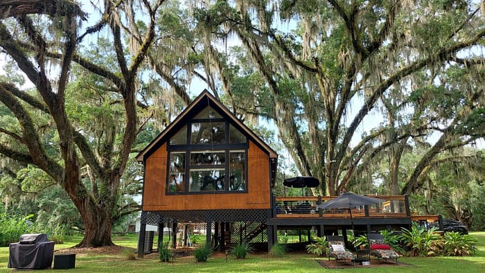 view of the exterior of Shangri-la Treehouse.