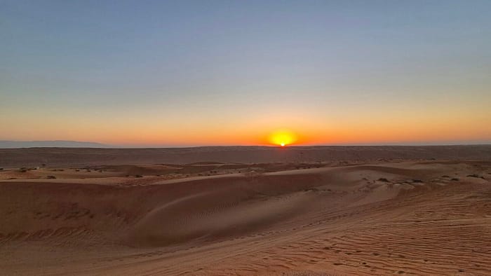 sunset view in the desert.