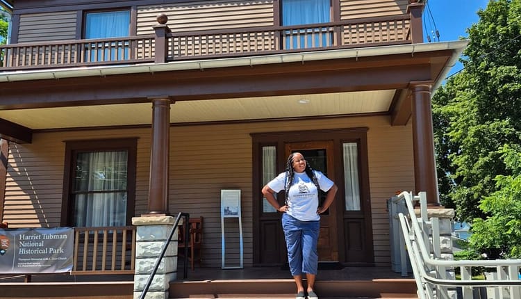 Myself in front of Harriet Tubman National Park home.