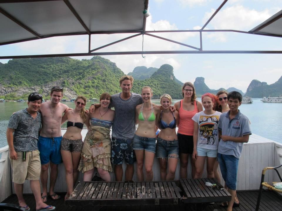 Carys ‘Matic’ Jones with friends in Vietnam.